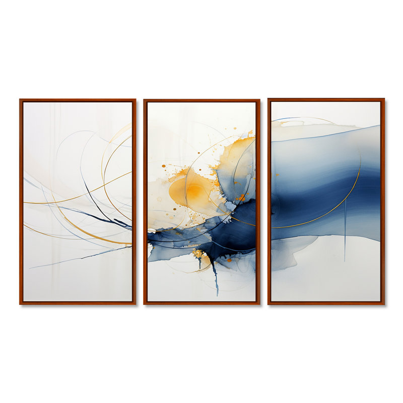 Ensemble de salon Crismatt - encre liquide, Cadre flottant brun, H 32 po x l 48 po x P 1 po
