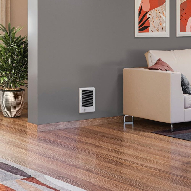 Cadet Com-Pak Plus Series Electric Wall Mounted Space Heater with Adjustable Thermostat, 1000W/120V, White