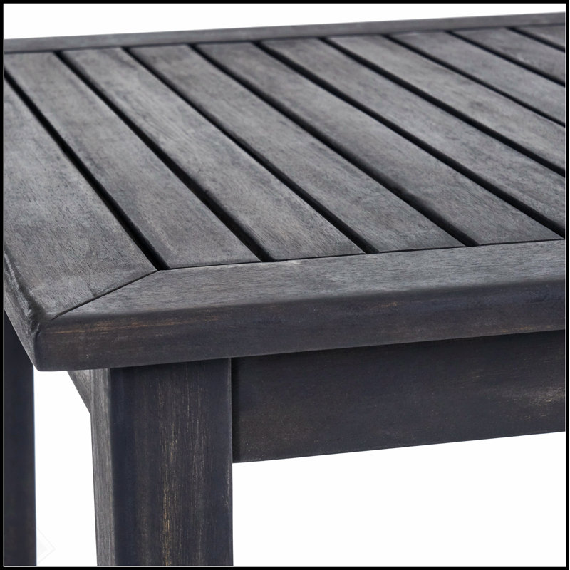 Table de bar rectangulaire d'extérieur en bois d'acacia - Durable et élégante pour les patios modernes, Noir