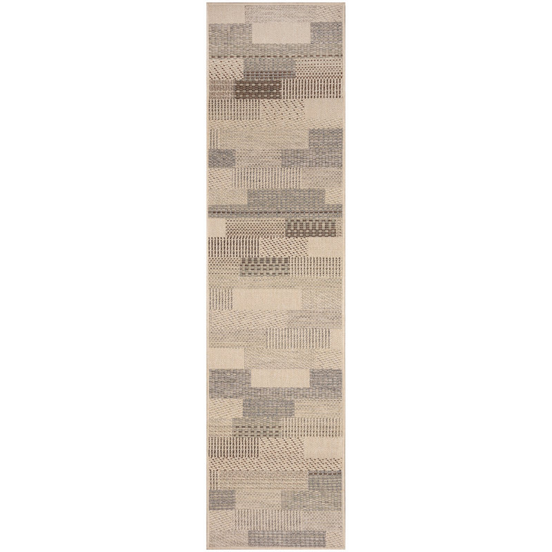 Camina Bands Indoor/Outdoor Area Rug Neutral, Runner 1'11" x 7'6"