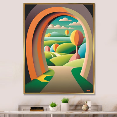 «Pastel Landscape Road To Mountain Village», reproduction sur toile
