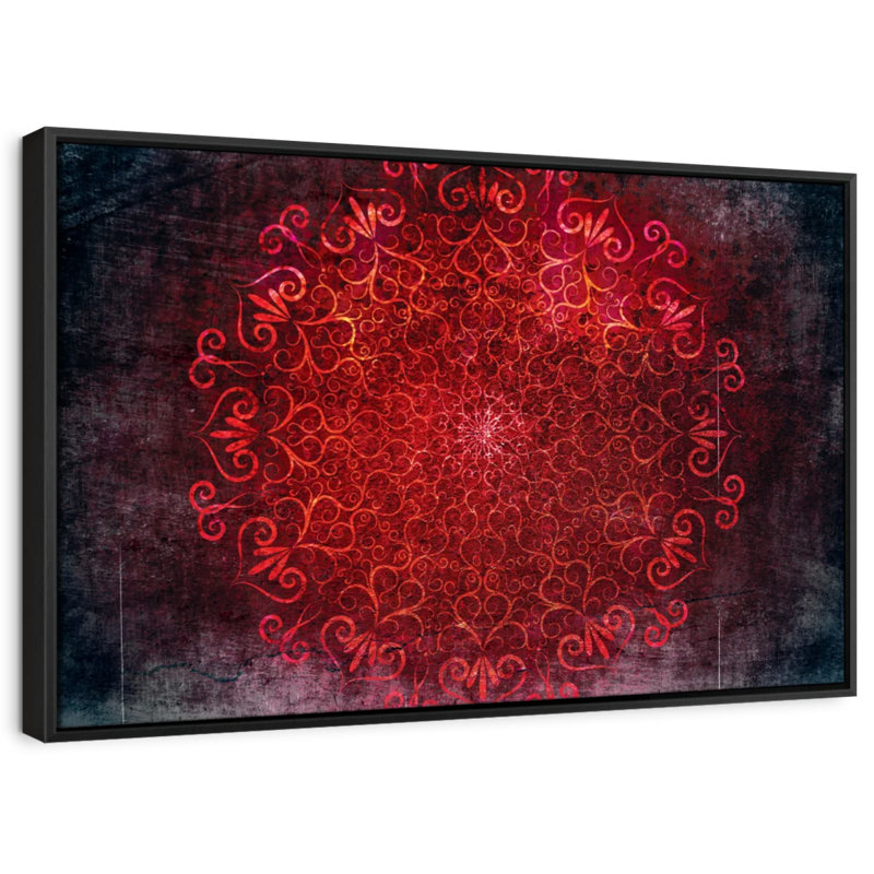 Decor Elements " Glowing Red Mandala Wall Art ", 9" H x 13" W