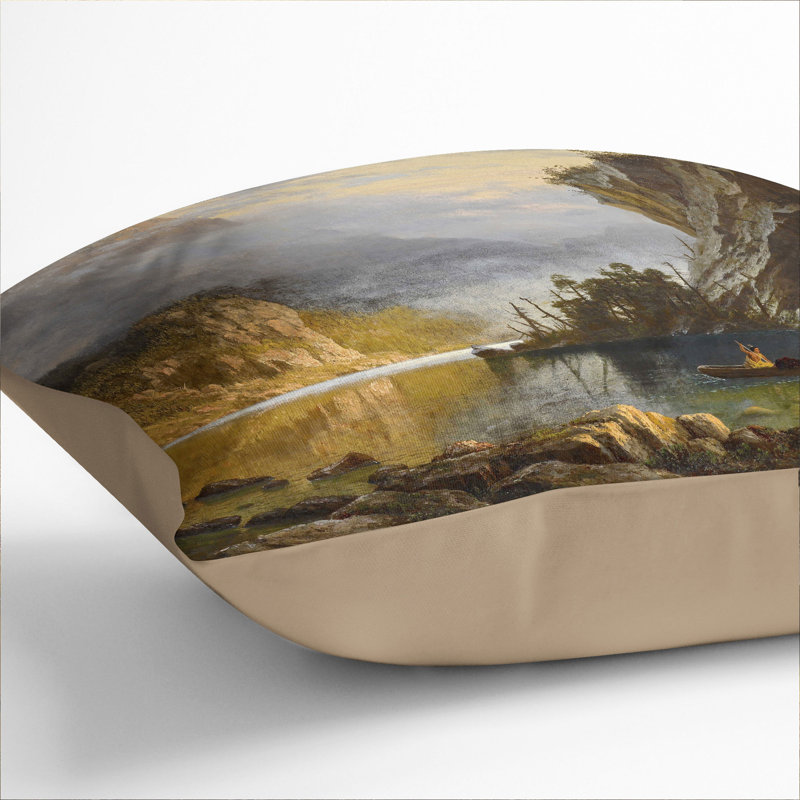 Indians Spear Fishing Scatter Cushion, 40cm H x 40cm W x 15cm D, Stone