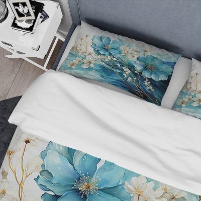 Ensemble de housse de couette Fractal Mystic Mirage II bleu sarcelle - Polyester microfibre