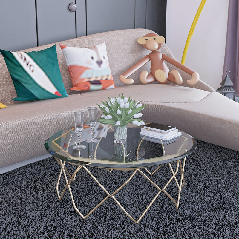 Plateau de table rond en verre trempé (plateau de table seulement), H 0,47 po x l 35,82 po x P 35,82 po, Clair