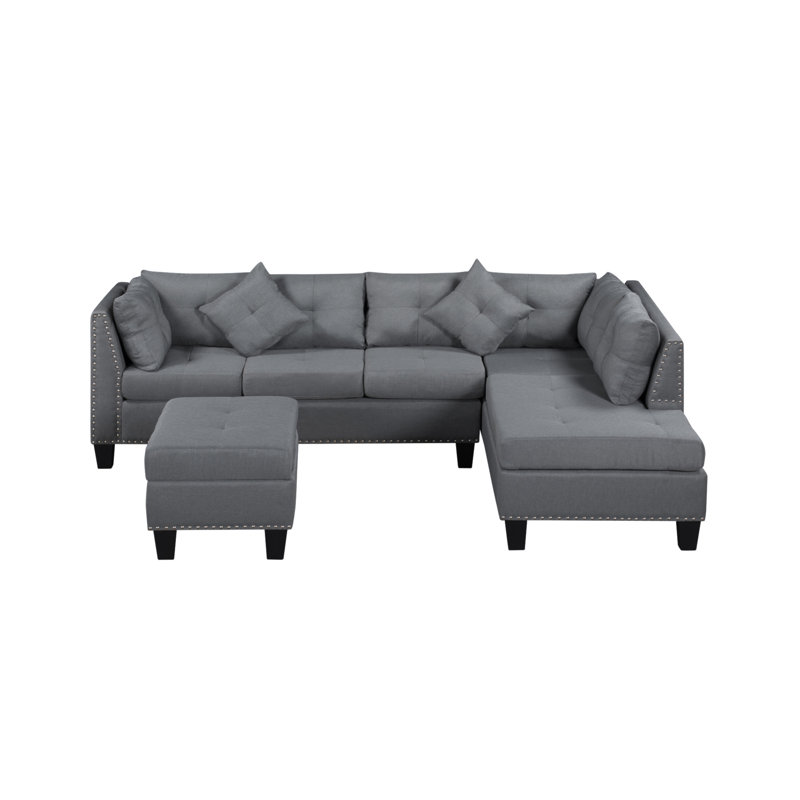 104.5" Upholstered Sofa,Chaise & Ottoman