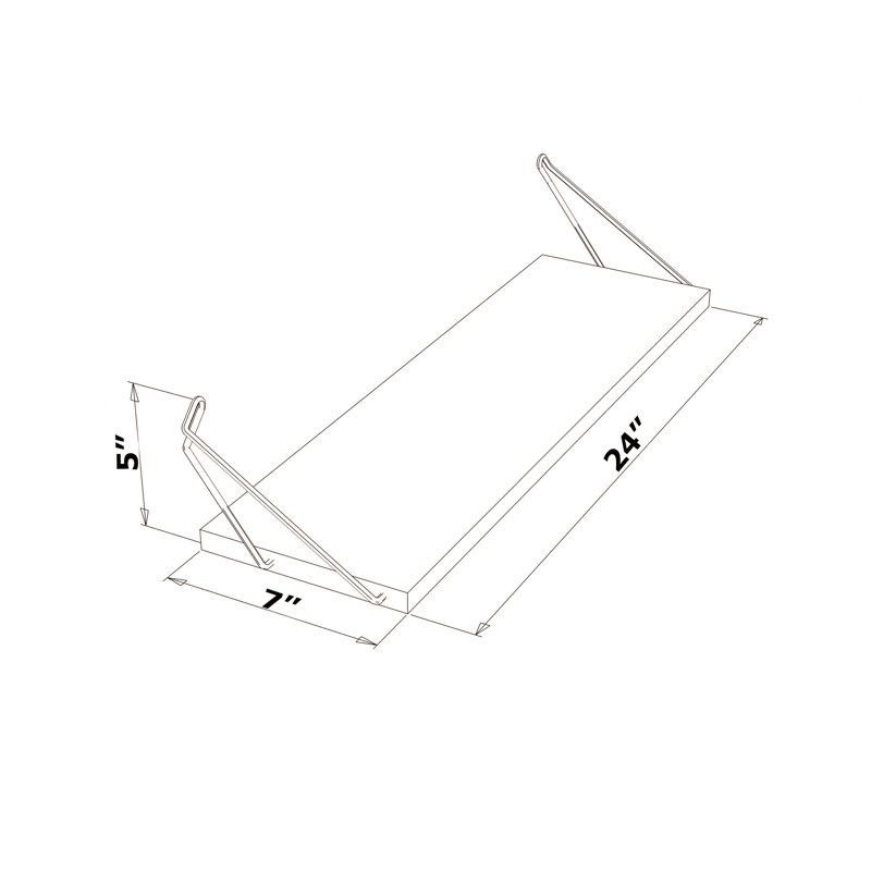 Tablette simple flottante murale suspendue en métal, Noyer / jaune
