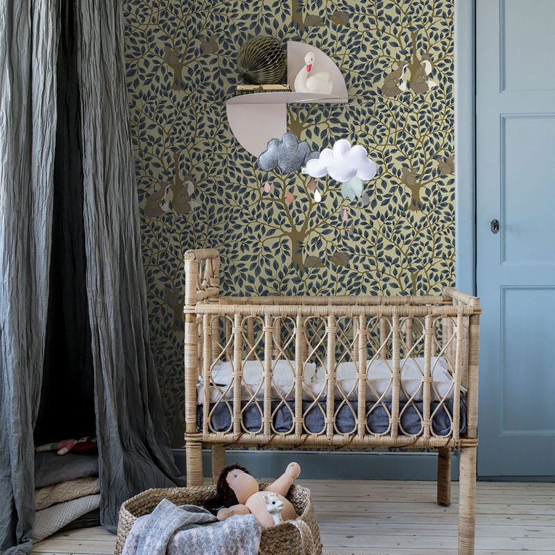 Crase 10.05m x 53cm Matte Paste the Wall Wallpaper Roll, Beige/Blue