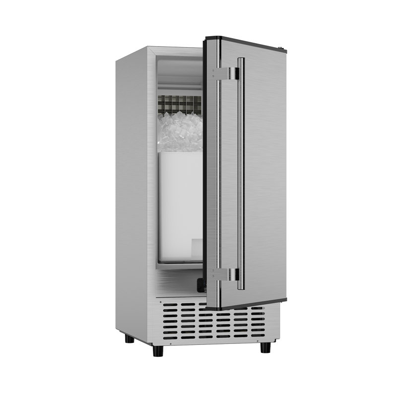 Coolake 15" Under Counter Ice Maker Machine 130 Lbs/day With 30 Lbs Storage In Stainless Steel, Built In Ice Machine For Home Bar Office