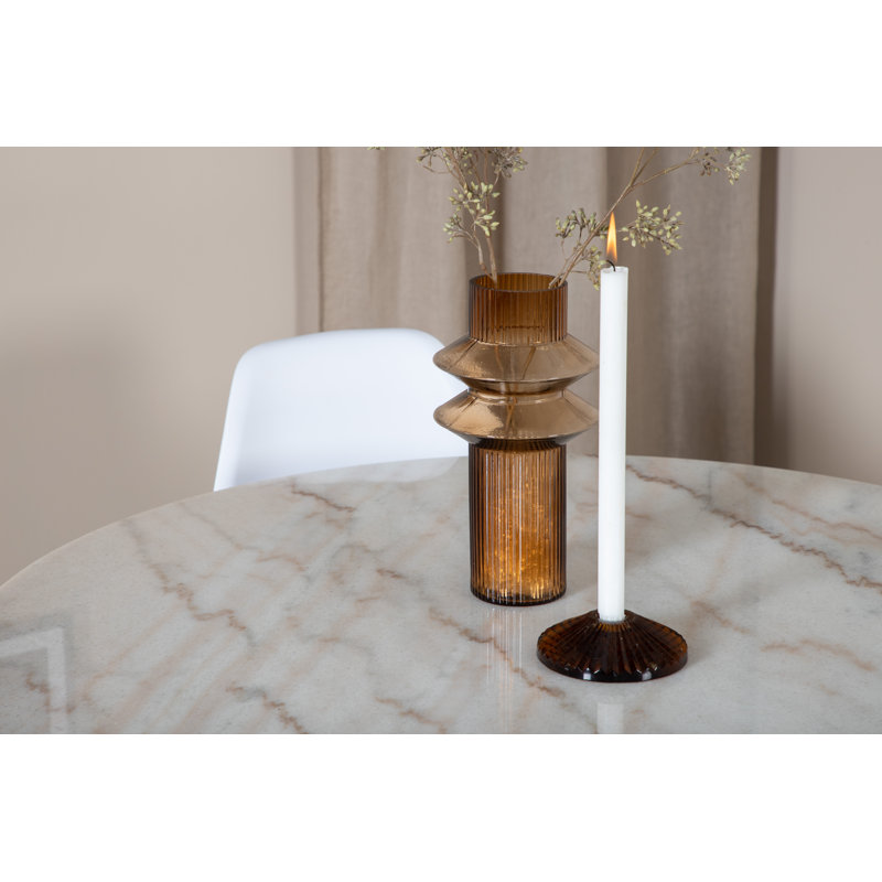 Malec Marble Dining Set, White, White, Black