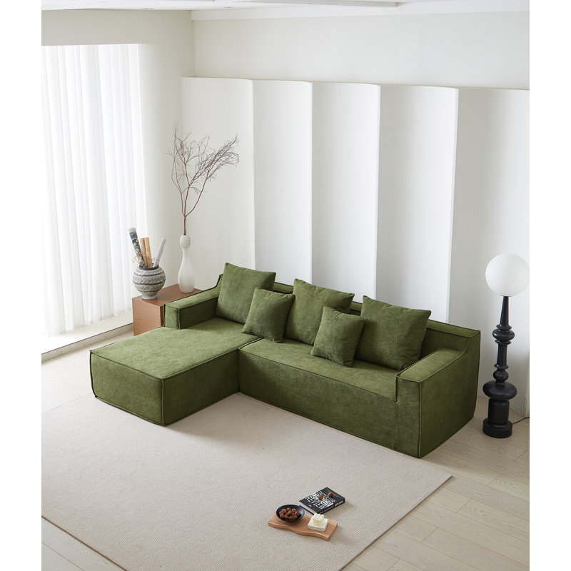L-Shape Chaise Sectional Sofa, Swans Down, Stain Resistant, No Assembly Required, 7-Seater Sofa for Indoor Living Room and Bedroom