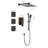 Bathroom Shower System In Matte Black With Stable Water And Spray: Head, Hand Shower, Slide Bar, Bodysprays, Arm, Hose, Valve Trim Functional Design: