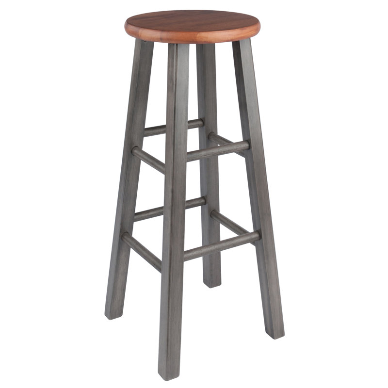 Tabouret de bar Azaya, Tabouret de bar (hauteur de siège de 29,1 po), Teck rustique, 1
