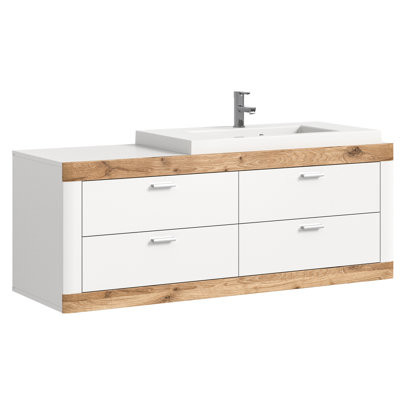 Asheboro 132cm Single Bathroom Vanity Base Only in White/Natural