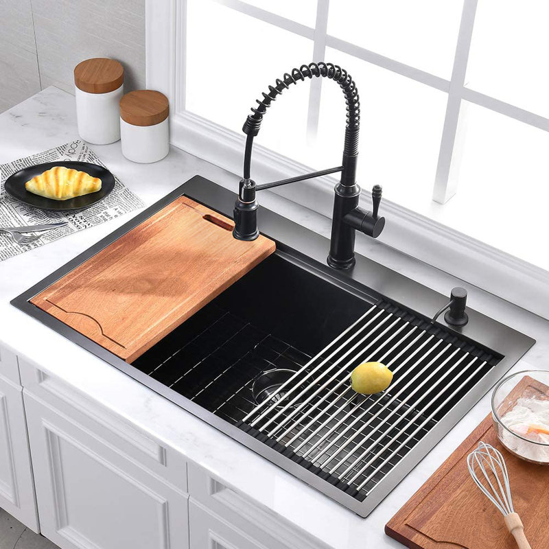 33'' L Drop-In Single Bowl Stainless Steel Kitchen Sink