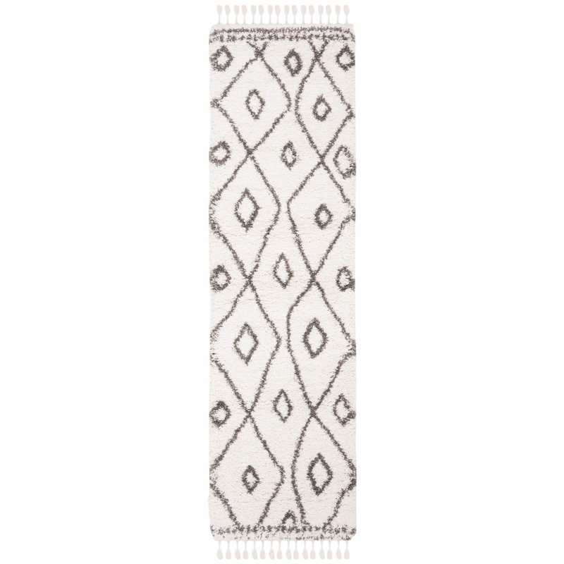 ImraanMoroccan Fringe Shag Performance Geometric Rug, Runner 2'2" x 8'