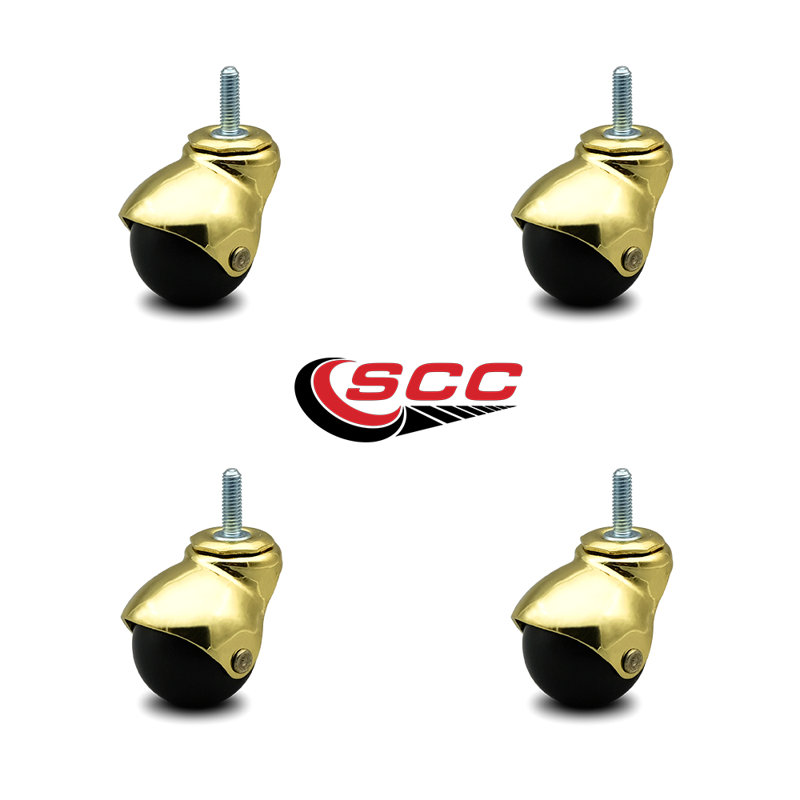 Ensemble de 4 roulettes à tige filetée à tige filetée 2 pouces 5/16 po 2, Laiton brillant