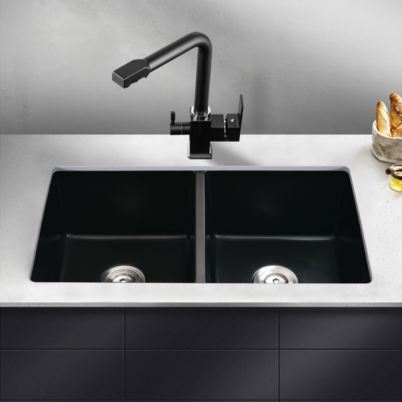 32'' L Double Bowl Quartz Kitchen Sink