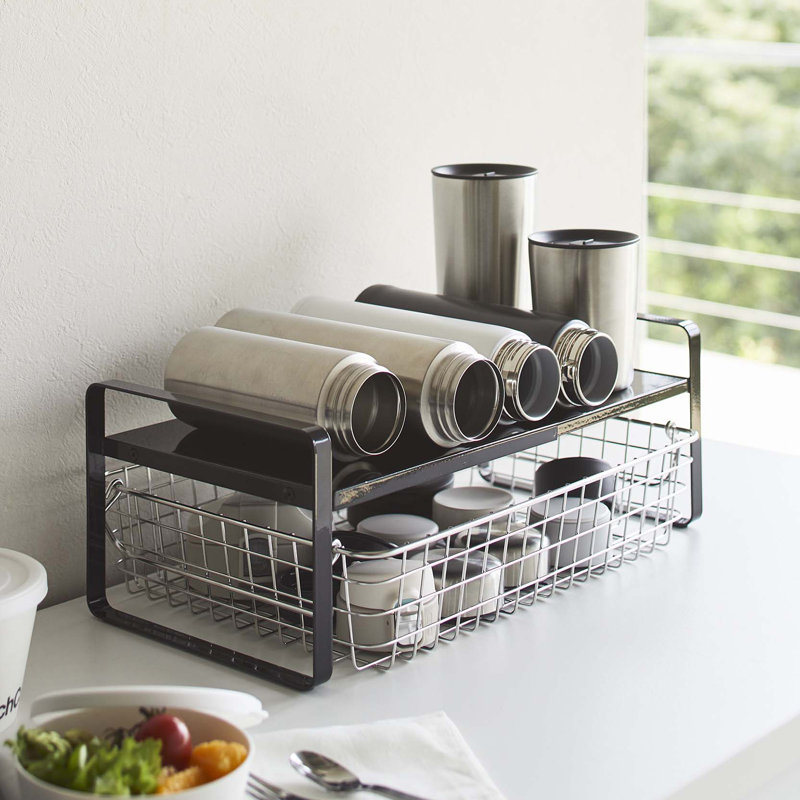 Black Expandable Countertop Organizer with Front Bar