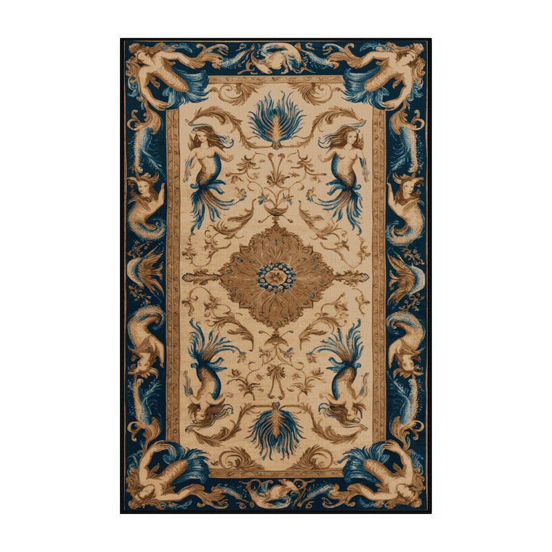Tapis brun français lavable à la machine, Rectangle 7 pi x 9 pi