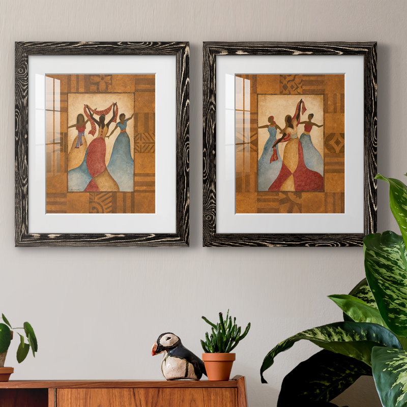Rhythme - ensemble de 2 peintures encadrées, H 24 po x l 36 po x P 1,5 po, Cadre noir