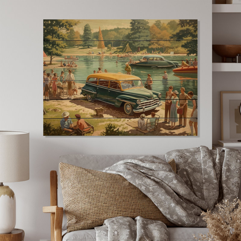 Flashback to Summer Holiday By The Lake IV sur impression sur bois, H 24 po x l 32 po x P 0,78 po