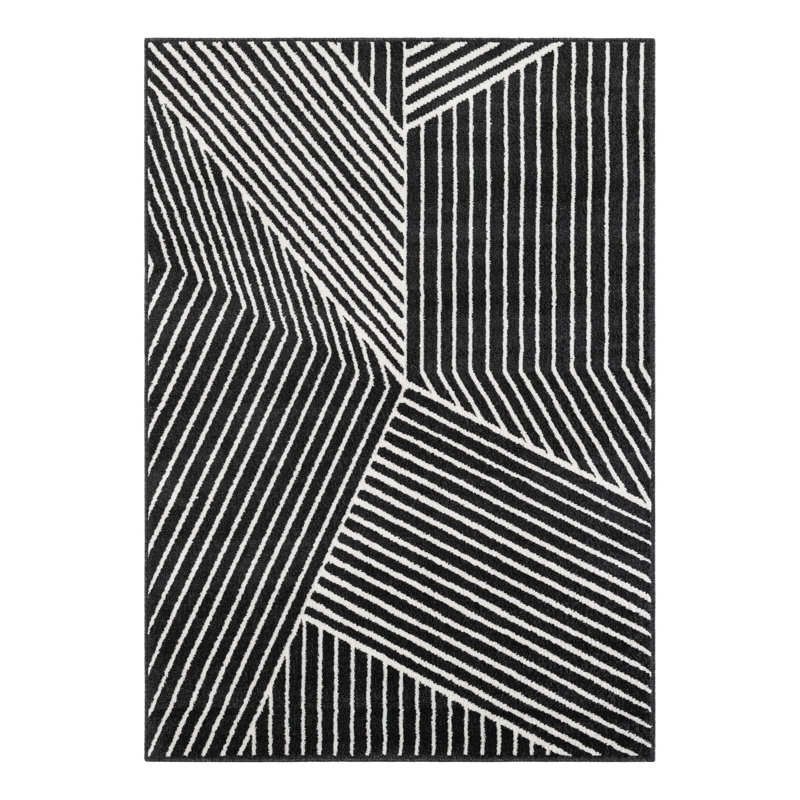 Latitude Run® Orkla Nikolis Rug Black, Rectangle 5'1" x 7'1"
