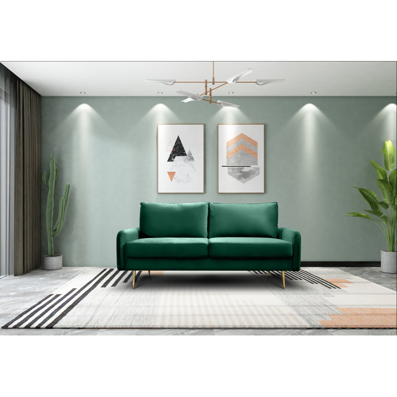 Canapé rembourré 70 po Siniard, 100 % polyester vert, H 33,1 po x l 70 po x P 31,7 po