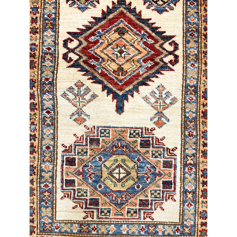 Tribal One-of-a-Kind 2'9'' x 13'6'' New Age Rectangle Wool Area Rug in Ivory and Red