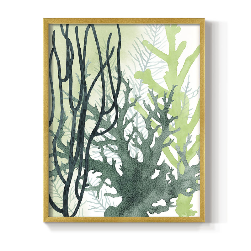 Reproduction encadrée texturée corail II - bois massif, H 28 po x l 22 po