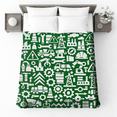 Industrial Tools Pattern Quilted Bedspread All Sizes