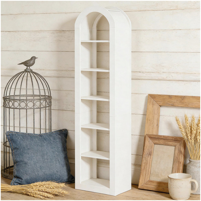 Open Display Shelf,Arched Bookshelf,Bookcase, White