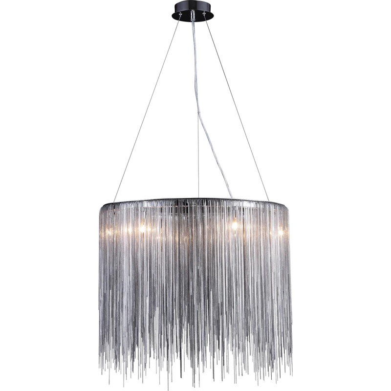 Lustre cylindrique unique à 8 lumières Brendis, Chrome
