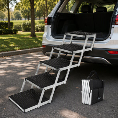 Foldable Dog Stairs Pet Ramp with Non Slip Surface and Soft Foam Handle