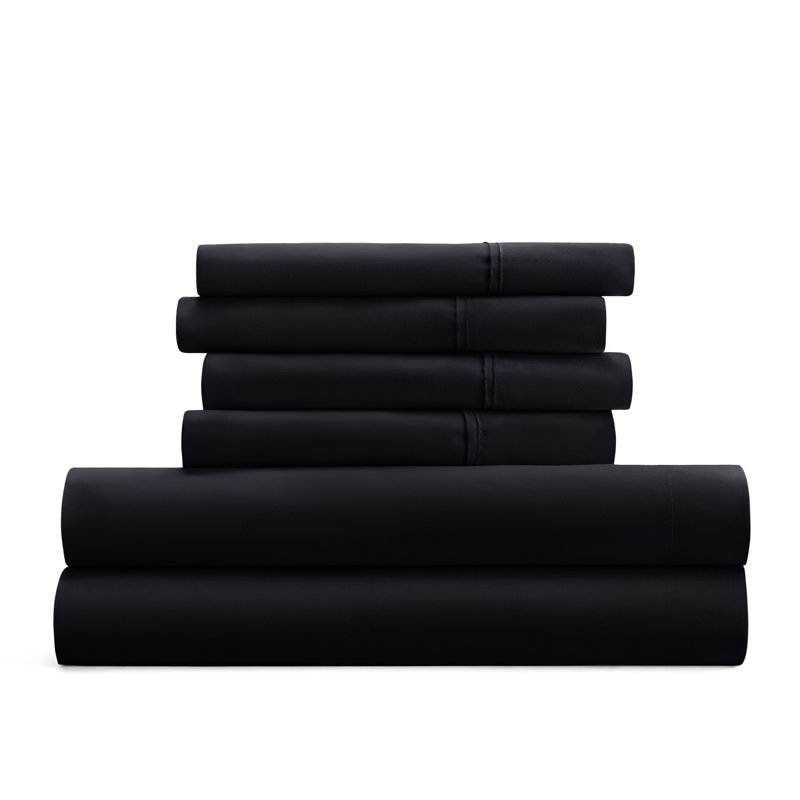 Ensemble de draps pour lit en microfibre brossée de 6 pièces Simply Soft, Ensemble de draps pour lit simple avec un drap-hou