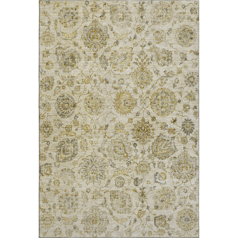 Premium Machine Washable Ashington AMF1833 Damask Rug, Rectangle 8' x 10'