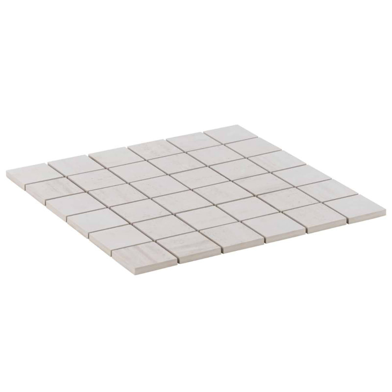 Nashville 2x2 Matte Travertine Look Porcelain Mosaic Tile, White Matte