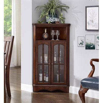 Armoire à vin de coin autoportante avec rangement à trois niveaux