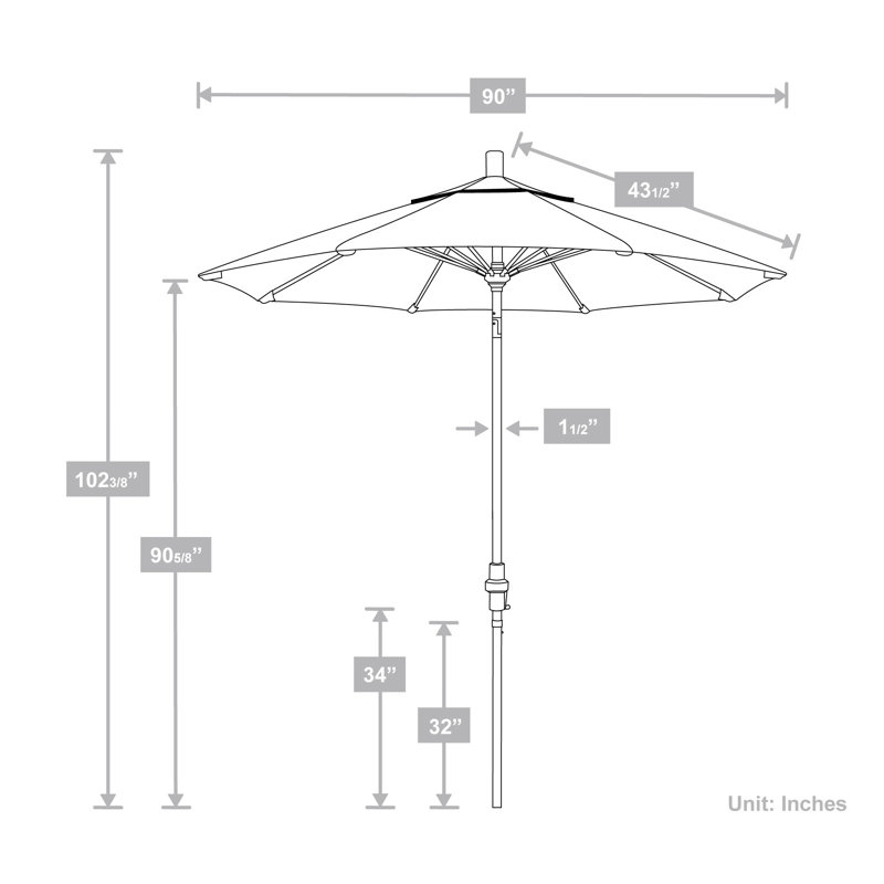 Parasol de marché 7 pi 6 po Judston, Bleu marine-oléfine, Noir mat, Oléfine