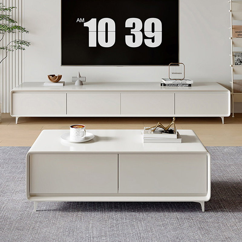 Meuble télé avec rangement Modern Modern, H 17,71 po x L 94,48 po x l 15,74 po, Blanc