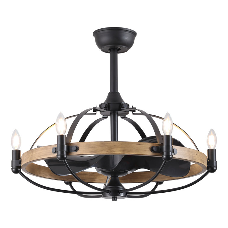 Arezo 27.17" Classic Black Caged Farmhouse Ceiling Fan With Light Kit And Remote Control