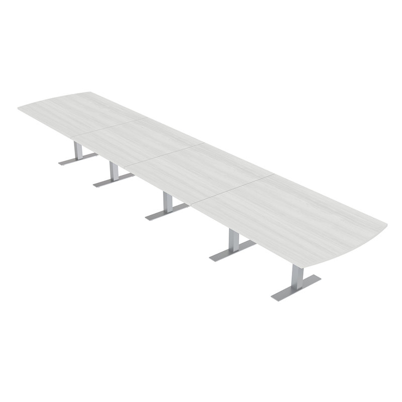Table de conférence Pavert Arc, L 96 po x l 48 po, Cyprès blanc, Argent argent