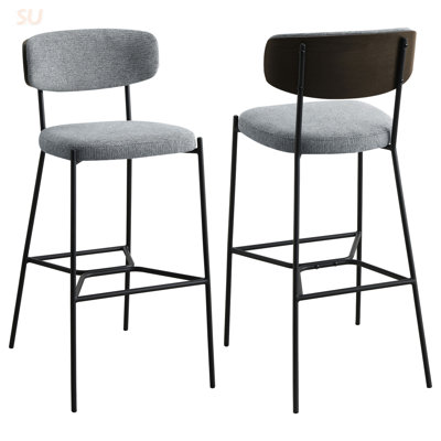 Tabouret de bar gris (ensemble de 2) avec repose-pieds géométrique unique, alliant confort et esthétique moderne pour un repas élégant, tabouret de bar