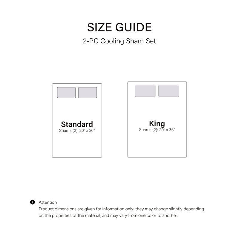 Cooling Touch 2PC Jersey Knit Sham Set King 20" L x 36" W for Hot Summer, Beige, King