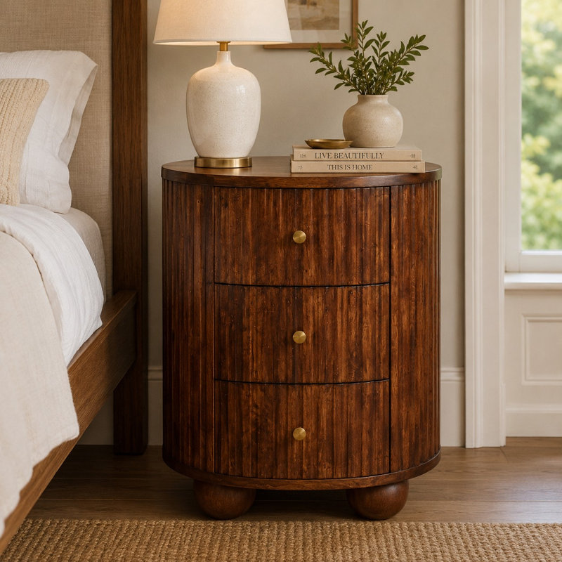 Curved Fluted Bedside Chest