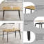 Table élégante avec grain naturel, pieds en métal noir, pour 4 à 6 personnes, facile à assembler à la maison
