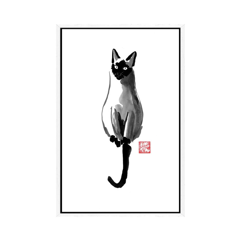 Siamese by Péchane - Print on Canvas, 152.5 cm H x 101.5 cm W, White Framed