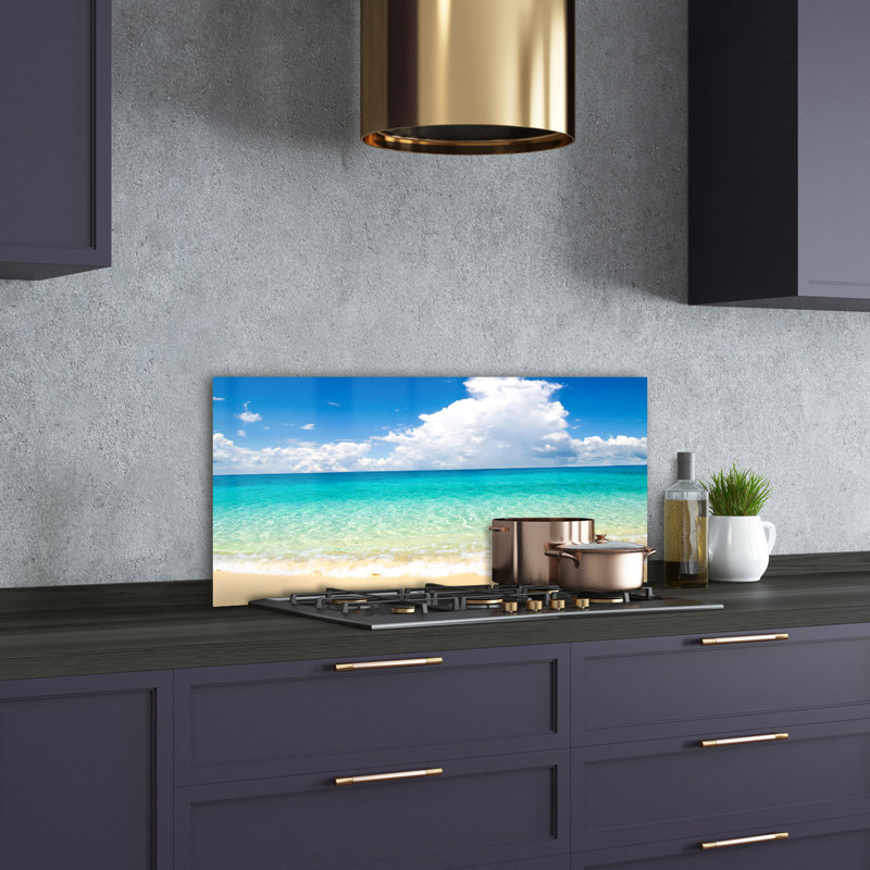 Paradise Beach 50cm x 100cm Glass Panel