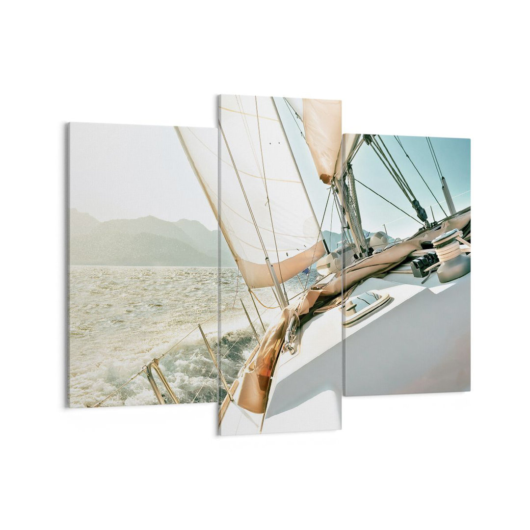 3-tlg. Leinwandbilder-Set Yacht Sailing Sun