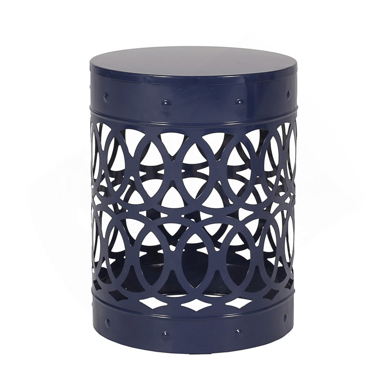 Outdoor Metal End Table, Navy Blue